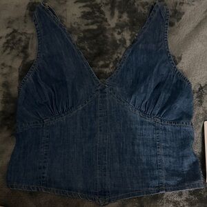 Denim V-Neck Tank Top - Blue
